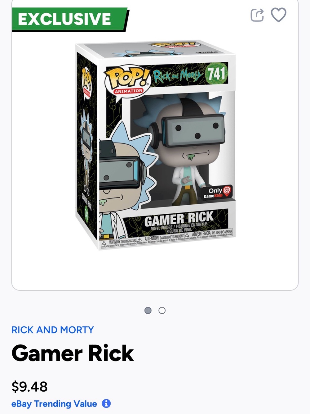 Funko Gamer Rick Pop! Vinyl - Blue, Gray, White- 741